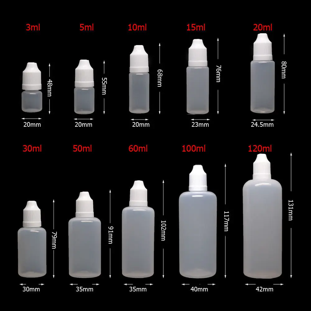 100 قطعة 3/5/10/15/20/30/50/10 - مراجعة Juice Bottle Dropper وسعره